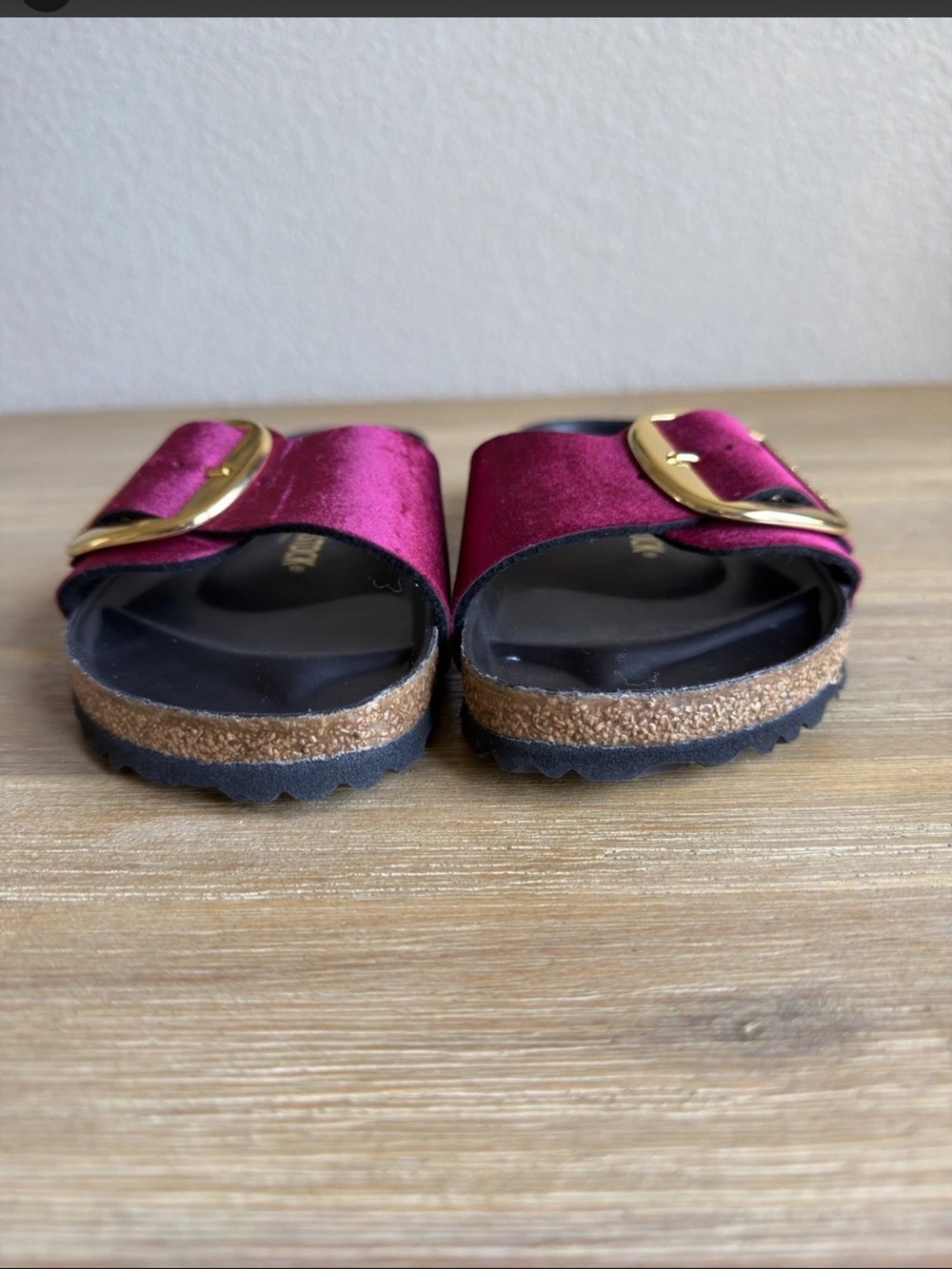 Birkenstock Madrid Big Buckle Sandals Leather Maroon Velvet Womens EU 41 US 10 - Picture 7 of 12